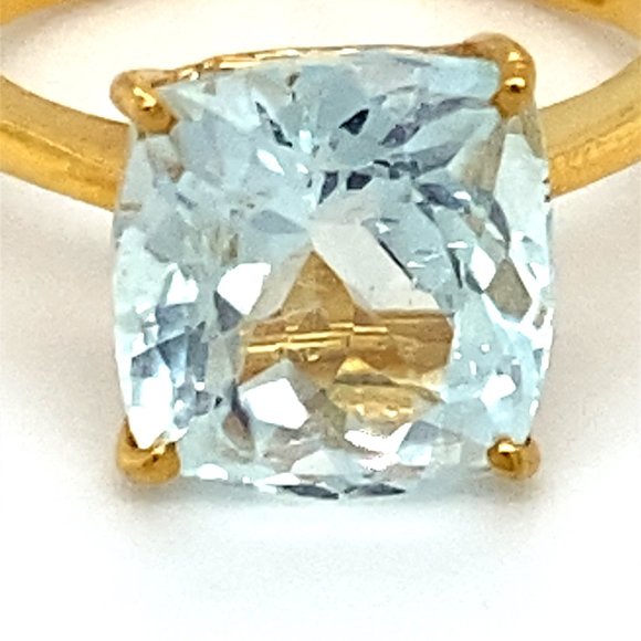 Aquamarine 4.97ct Solid 22K Yellow Gold Ring - Picture 7 of 7